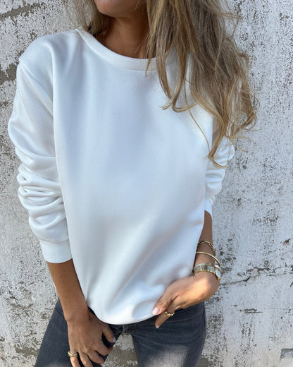 Casual Women's Solid Color Round Neck Long Sleeve Sweater Solid Color Top