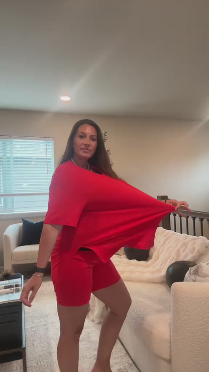 2 - PIECE BIKER SHORT WITH MATCHING OVER - SIZED LIGHTWEIGHT SHIRT